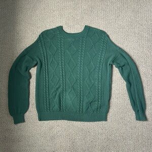 Hollister Dark Green Cable Knit Sweater